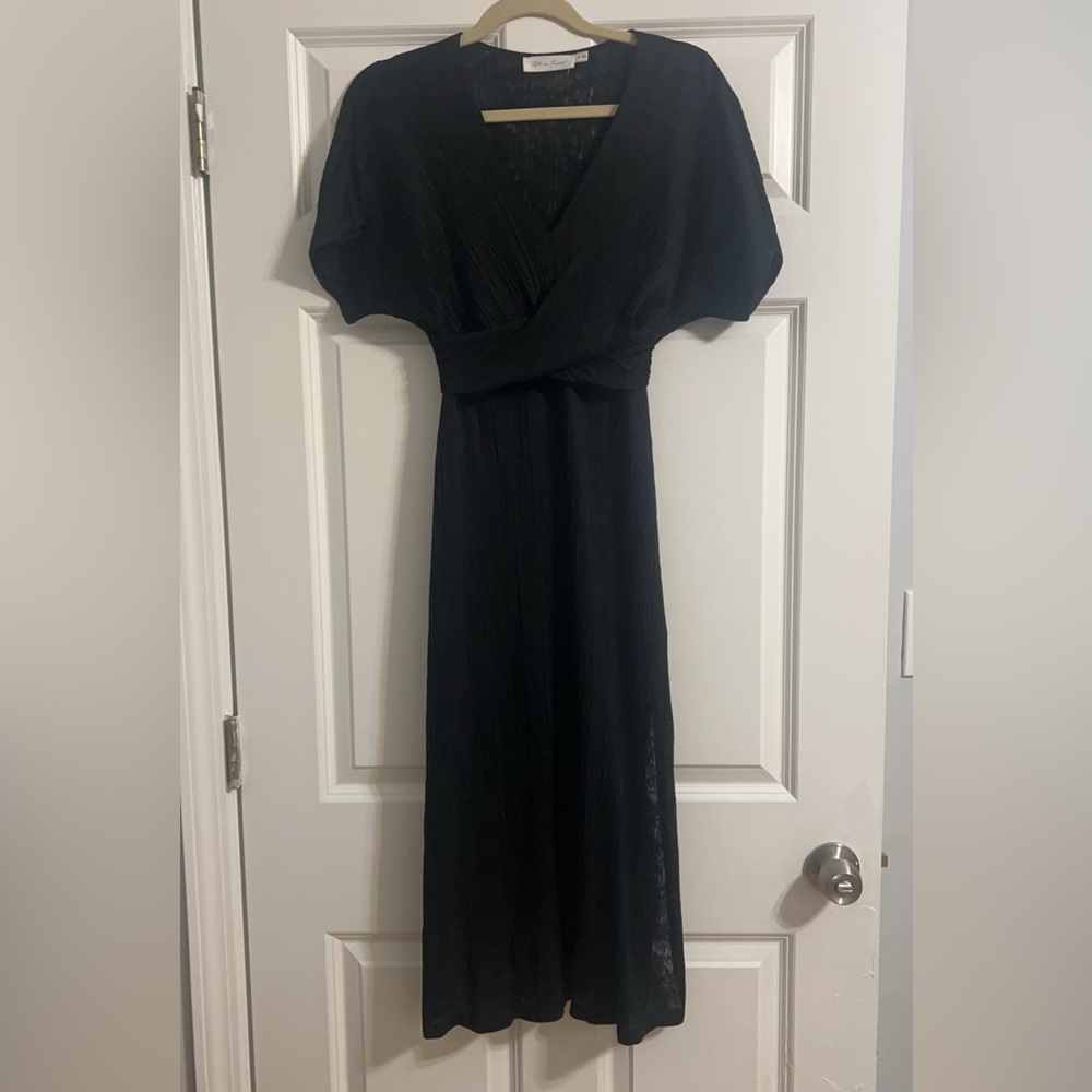 All in Favor black midi dress